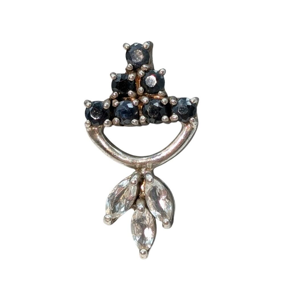 Single 'Orchid' 925 Sterling Silver Lab Created Sapphire White Spinel Earring